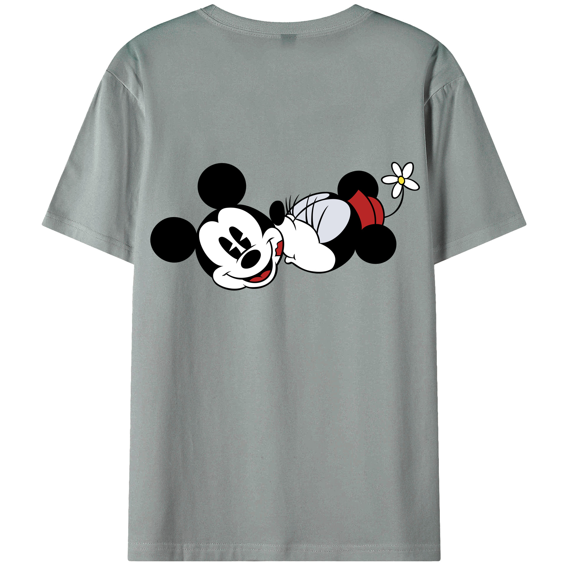ミッキーマウス Mickey Mouse 綿100％ メンズ半袖Tシャツ（バックプリント） 通気性